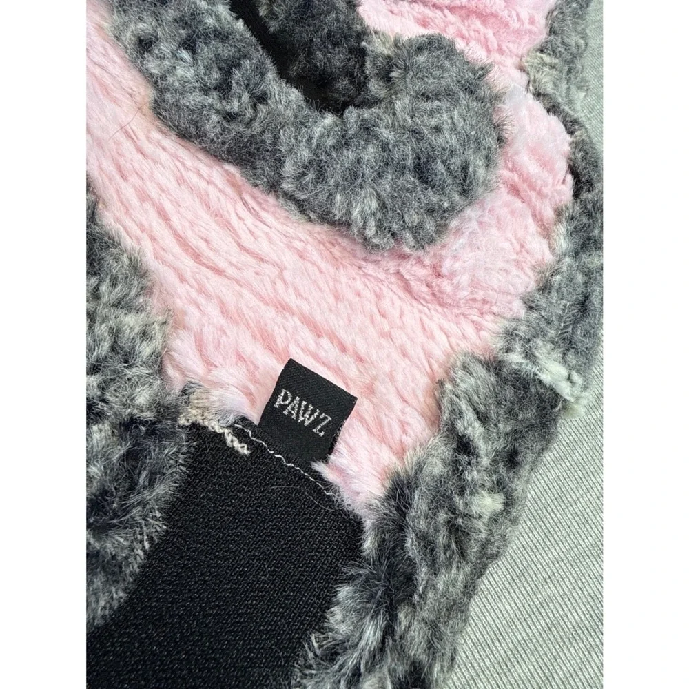 Pawz Dog Harness Vest Pink Grey Faux Fur Bow Pearl Small Made in Canada